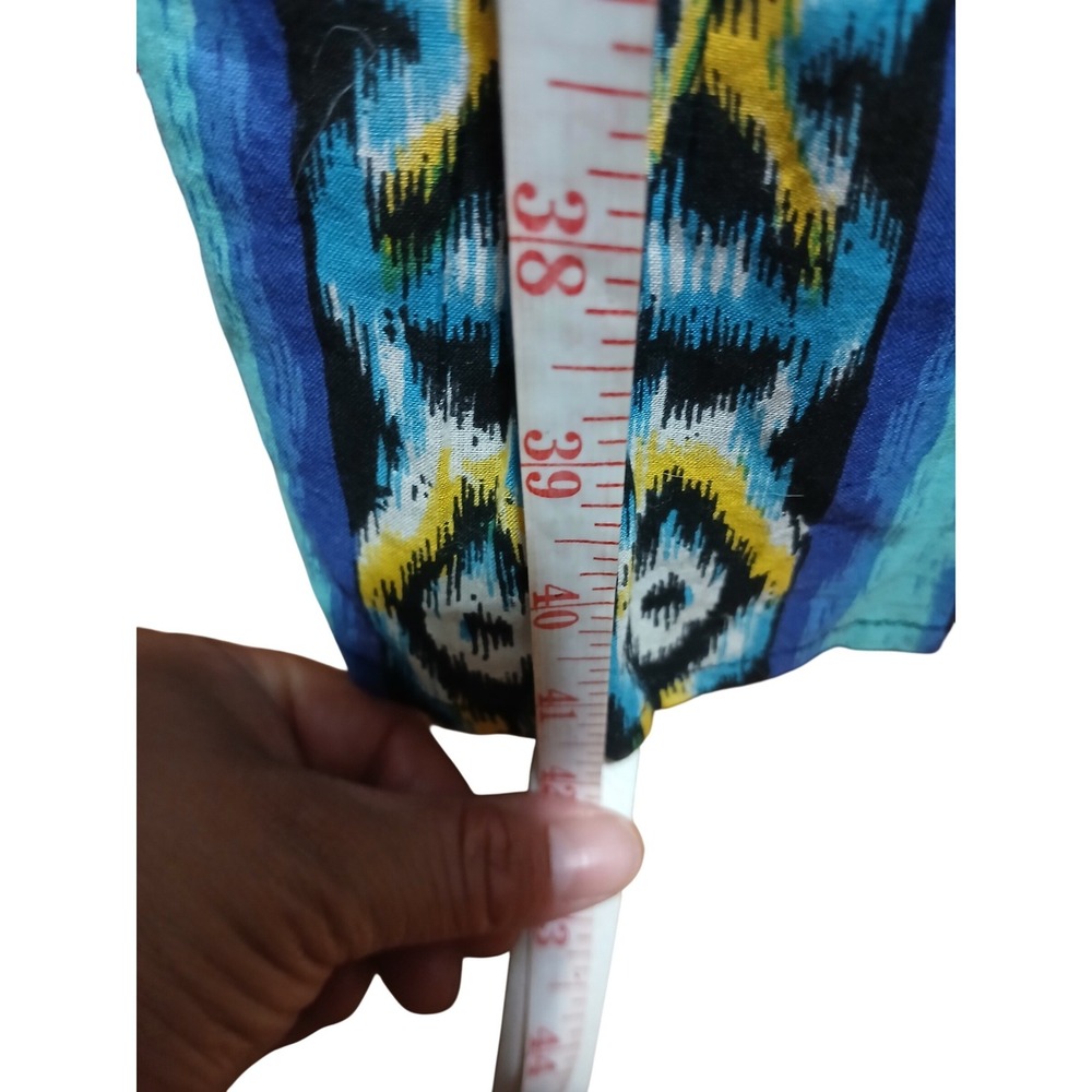 Apollo Womens Turquoise Tribal Ikat Print Halter V-Neck Open Back Maxi Dress M - Picture 7 of 14